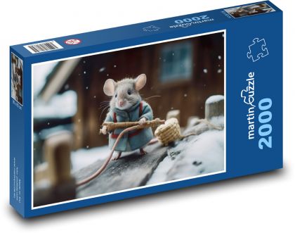 Mysz zimą - Puzzle 2000 elementów, rozmiar 90x60 cm