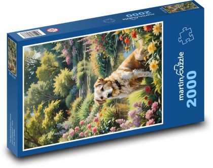 Pies nad stawem - Puzzle 2000 elementów, rozmiar 90x60 cm