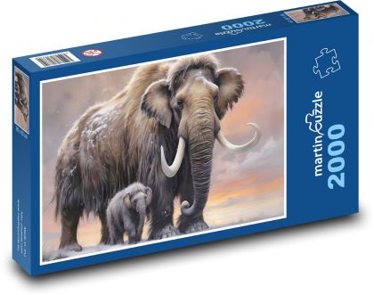 Rodina mamutov - Puzzle 2000 dielikov, rozmer 90x60 cm 