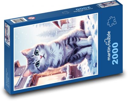 Katze in Winterlandschaft - Puzzle - 2000 Teile