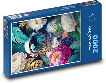 Astronauta w kwiatach - Puzzle 2000 elementów, rozmiar 90x60 cm