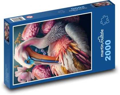 Barevný pelikán - puzzle 2000 dílků