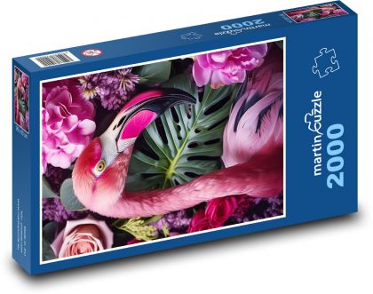 Vták - ružový plameniak - Puzzle 2000 dielikov, rozmer 90x60 cm 