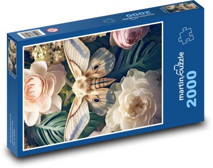 Butterfly on a flower - Puzzle 2000 pieces, size 90x60 cm 