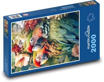 Barevní papoušci - Puzzle 2000 dílků, rozměr 90x60 cm