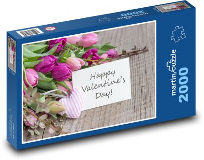 Tulipány k Valentýnu - Puzzle 2000 dílků, rozměr 90x60 cm