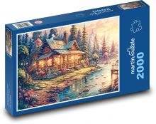 Dům v horách Puzzle 2000 - 90x60 cm