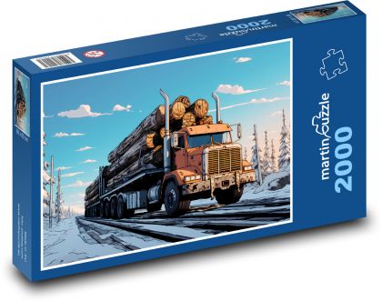 Nákladní vůz se dřevem - puzzle 2000 dílků
