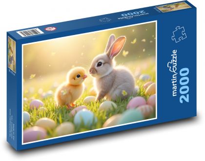 Zajíc a kuře - puzzle 2000 dílků