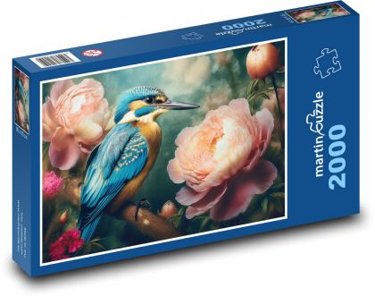 Zimorodek - ptak - Puzzle 2000 elementów, rozmiar 90x60 cm