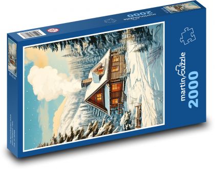 Chata v zimě - puzzle 2000 dílků