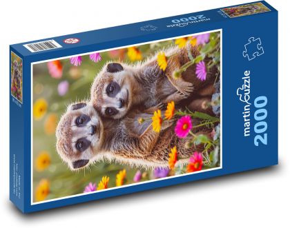 Erdmännchen in Blumen - Puzzle - 2000 Teile