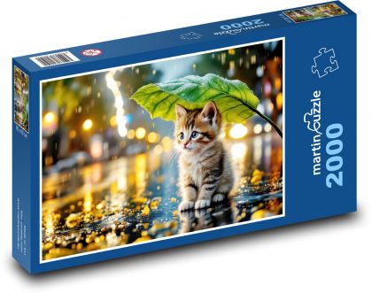 Kitten sitting in the rain - Puzzle 2000 pieces, size 90x60 cm 