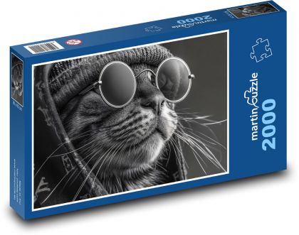 Kočka ve slunečních brýlích - puzzle 2000 dílků