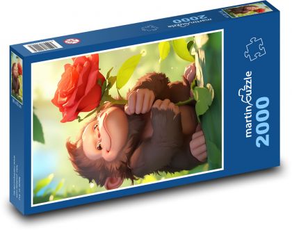 Opice s růží - puzzle 2000 dílků