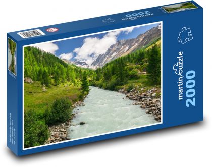 Góry - rzeka - Puzzle 2000 elementów, rozmiar 90x60 cm