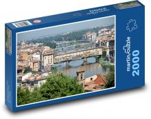 Rzeka Arno - Ponte vecchio, Florencja Puzzle 2000 elementów - 90x60 cm