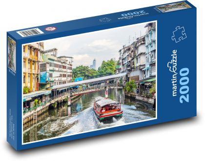 Bangkok - kanał miejski, łódź - Puzzle 2000 elementów, rozmiar 90x60 cm