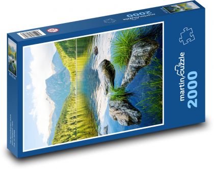 Jazero v horách - Puzzle 2000 dielikov, rozmer 90x60 cm 