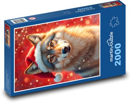 Vlk vo vianočnom klobúku - Puzzle 2000 dielikov, rozmer 90x60 cm 