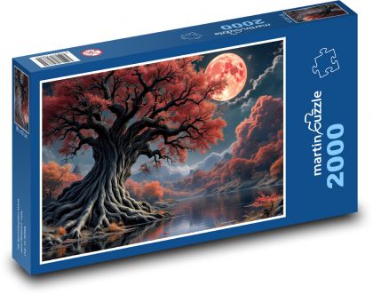 Fantasie - příroda, strom, měsíc - puzzle 2000 dílků