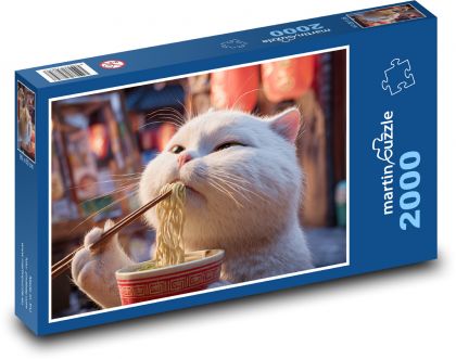 Cat and noodles - Puzzle 2000 pieces, size 90x60 cm 