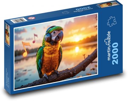 A parrot with headphones at sunset - Puzzle 2000 pieces, size 90x60 cm 