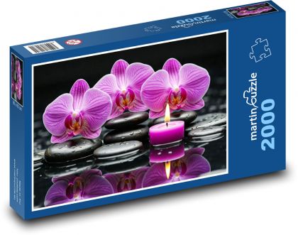 Orchidea - świece - Puzzle 2000 elementów, rozmiar 90x60 cm