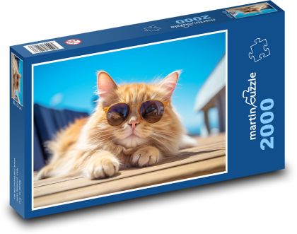 Mačka v okuliaroch - Puzzle 2000 dielikov, rozmer 90x60 cm 