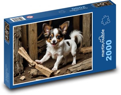 Dog - papillon - Puzzle 2000 pieces, size 90x60 cm 