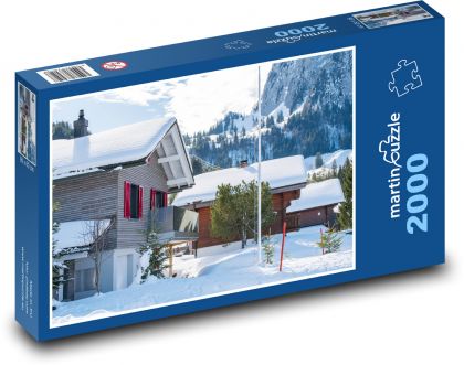 Zasněžená vesnice - puzzle 2000 dílků