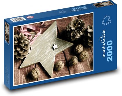 Vianočná výzdoba - hviezda - Puzzle 2000 dielikov, rozmer 90x60 cm 