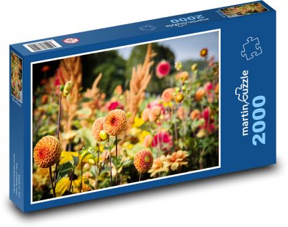 Dalie - Puzzle 2000 elementów, rozmiar 90x60 cm