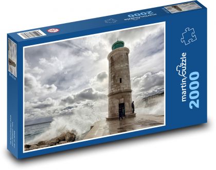 Latarnia morska - ryczące fale - Puzzle 2000 elementów, rozmiar 90x60 cm
