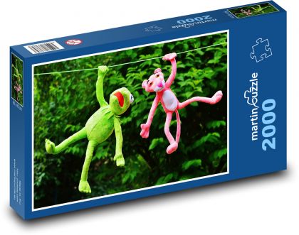 Plush Toys - Frog and Pink Panther - Puzzle 2000 pieces, size 90x60 cm 