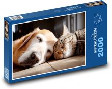Spící kočka a pes Puzzle 2000 - 90x60 cm