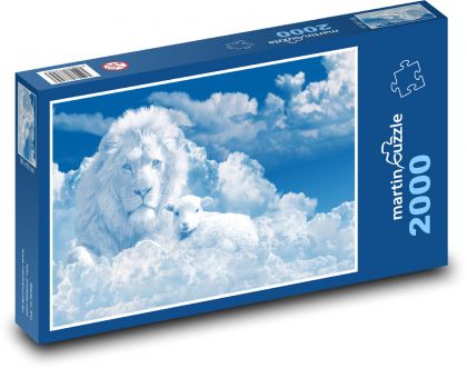Lew i jagnięcina - Puzzle 2000 elementów, rozmiar 90x60 cm