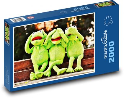 Plyšové zelené žaby - Puzzle 2000 dielikov, rozmer 90x60 cm 