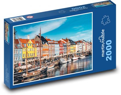 Kodaň - farebné domy - Puzzle 2000 dielikov, rozmer 90x60 cm 