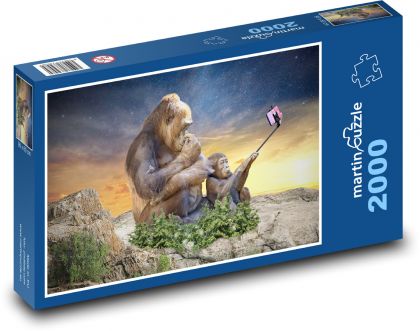Małpy - Puzzle 2000 elementów, rozmiar 90x60 cm