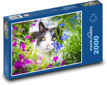 Kot w kwiatach - Puzzle 2000 elementów, rozmiar 90x60 cm