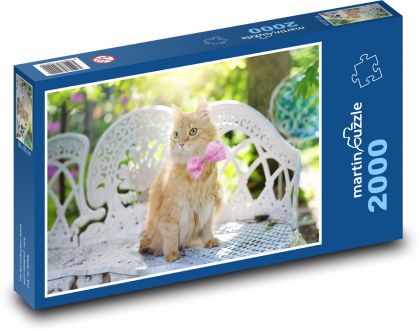 Kot z kokardką - Puzzle 2000 elementów, rozmiar 90x60 cm