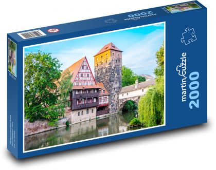 Norimberk - řeka - puzzle 2000 dílků