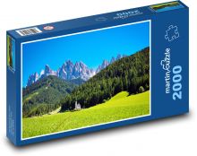 Val di Funes - kostel, Itálie Puzzle 2000 dílků - 90 x 60 cm