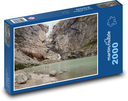 Ľadovcové jazero v horách - Puzzle 2000 dielikov, rozmer 90x60 cm 