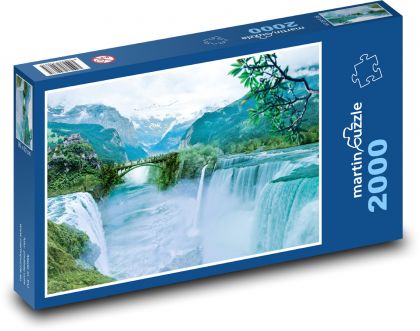 Jazero s vodopádmi - Puzzle 2000 dielikov, rozmer 90x60 cm 