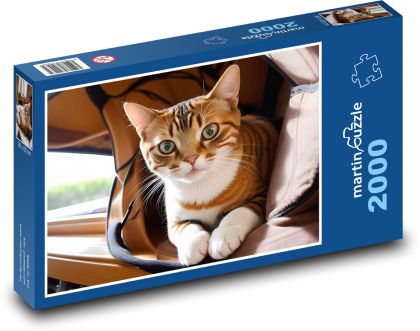 Mourovatá kočka - Puzzle 2000 dílků, rozměr 90x60 cm