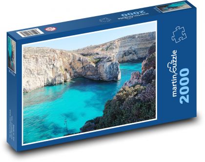 Modrá lagúna - Malta - Puzzle 2000 dielikov, rozmer 90x60 cm 