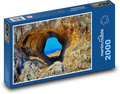 Griechenland - Strand, Loch im Felsen - Puzzle - 2000 Teile