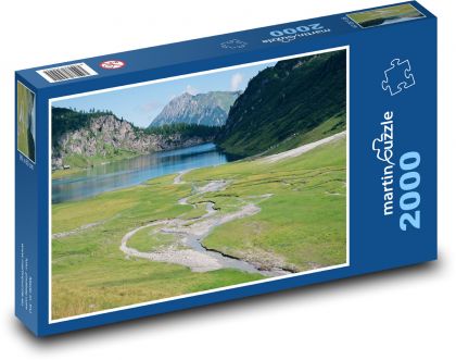 Hory - horské jazero - Puzzle 2000 dielikov, rozmer 90x60 cm 